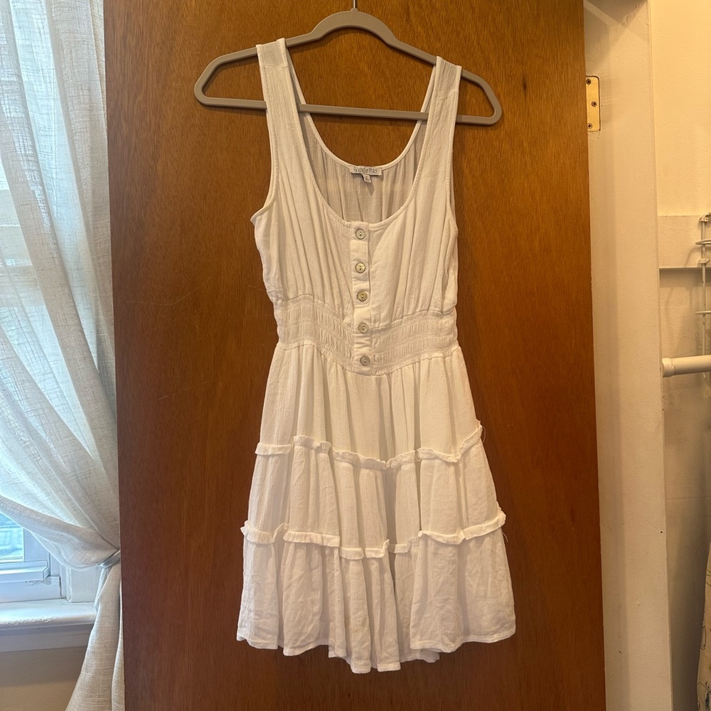 Patrons of Peace White Button-Front Mini Dress